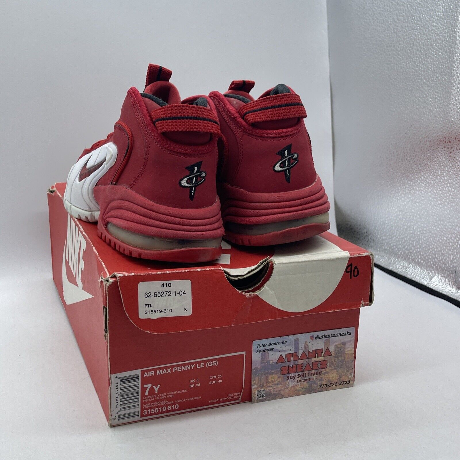 Size 7Y (GS) - Nike Air Max Penny 1 LE Mid University Red Suede (315519-610)