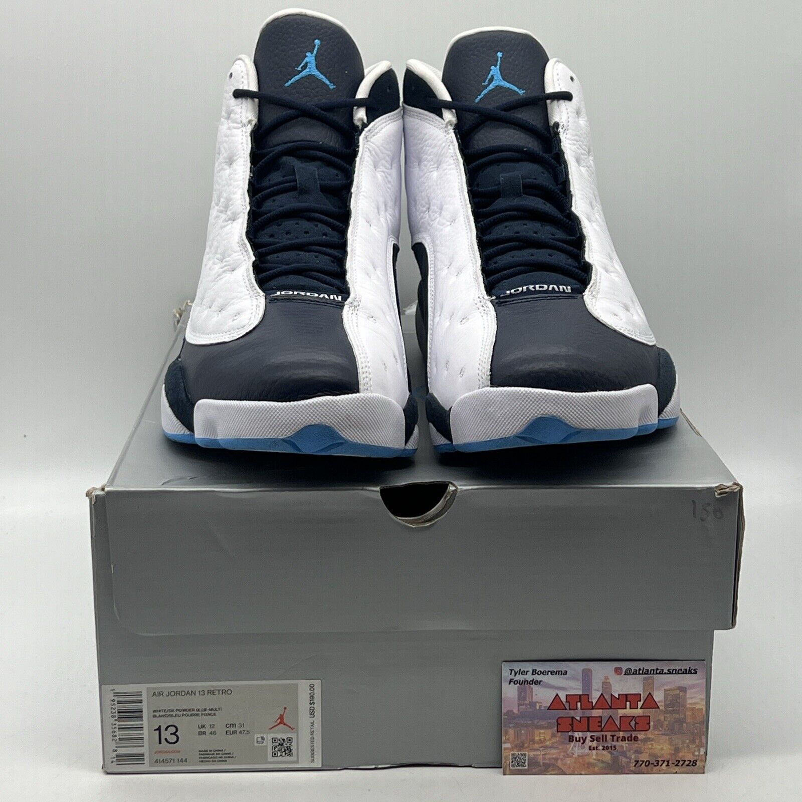 Size 13 - Jordan 13 Retro Obsidian White Navy Blue Leather (414571-144)