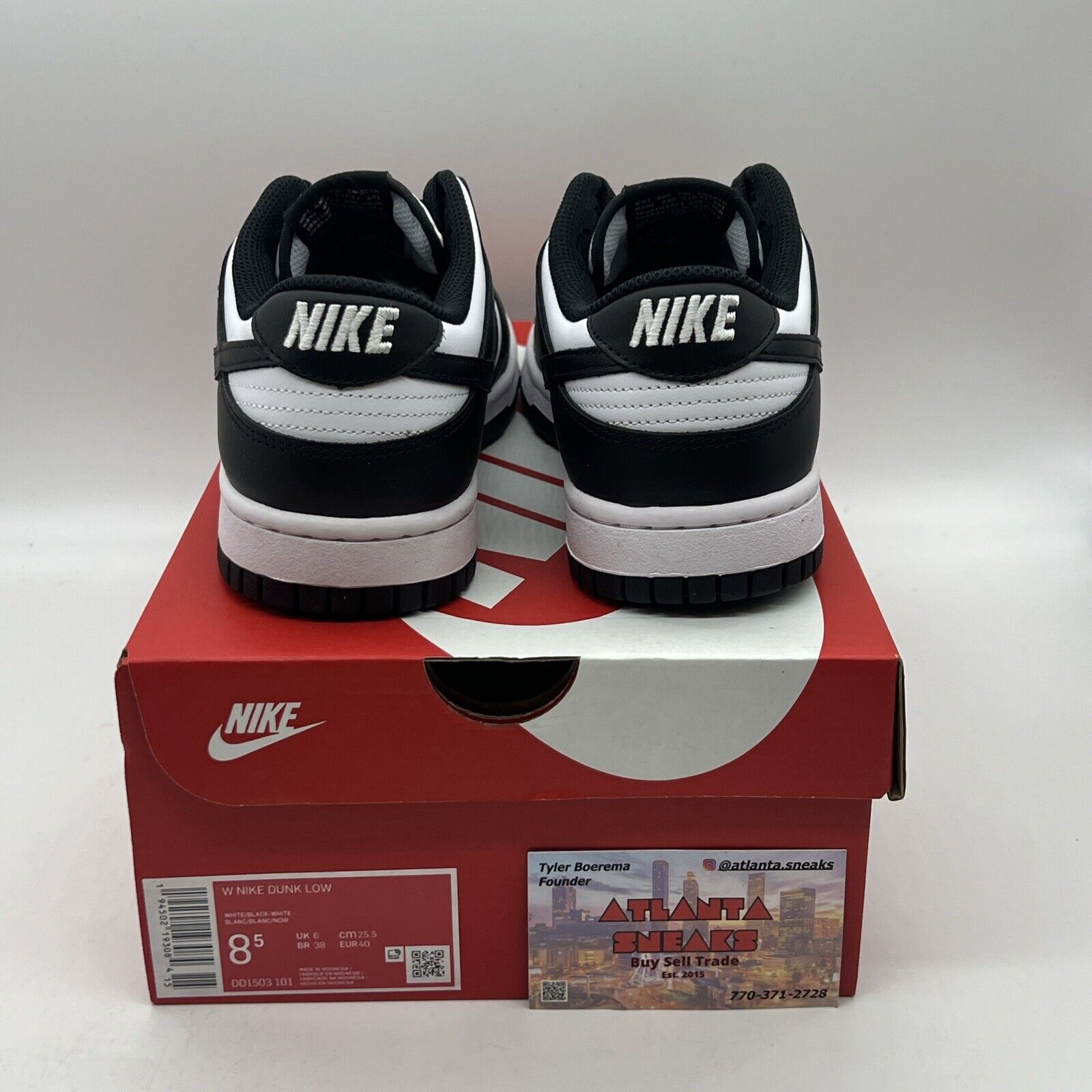 Size 8.5 - Nike Dunk Low Black White W Brand New Og All