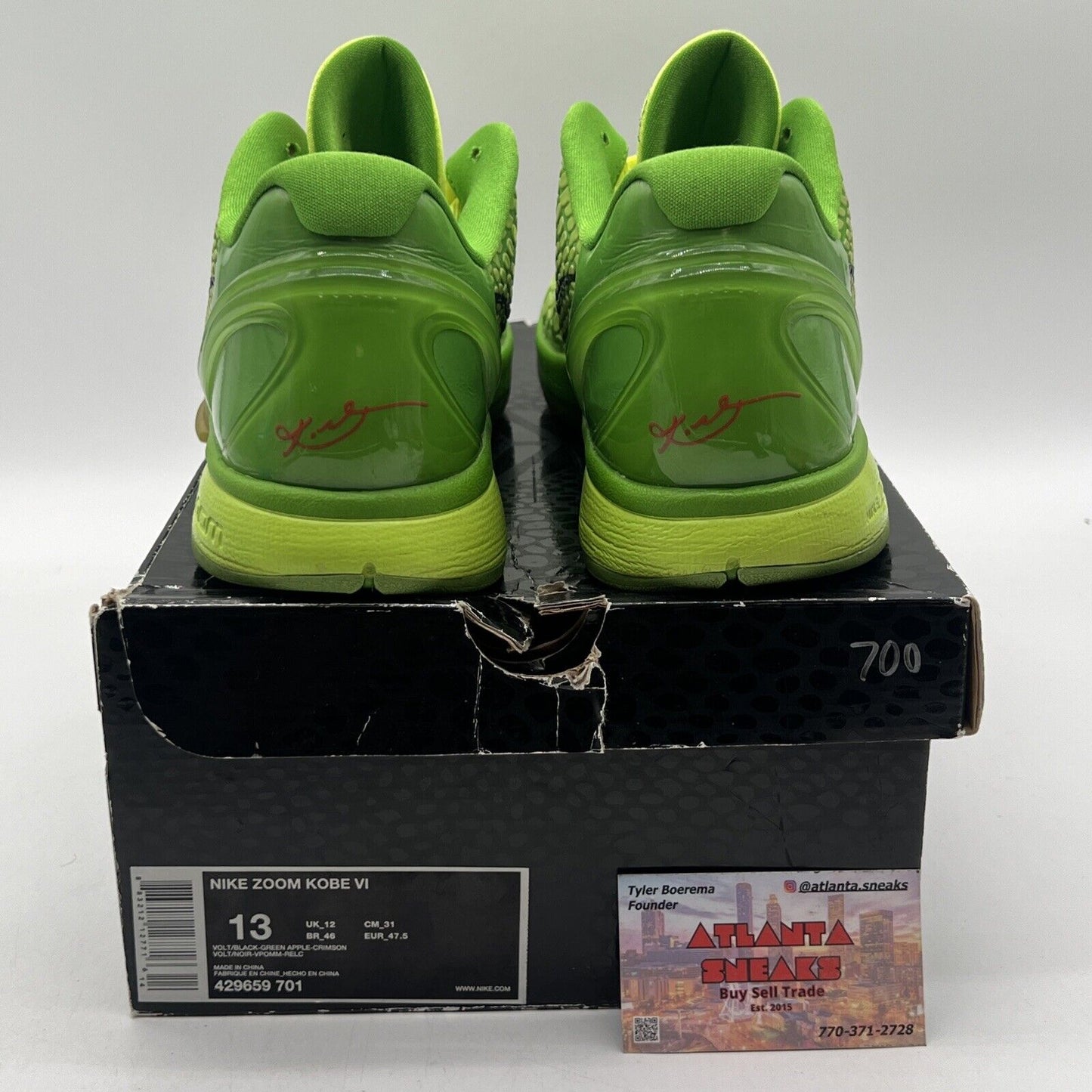 Size 13 - Nike Zoom Kobe 6 2010 Grinch Black Red (429659-701)