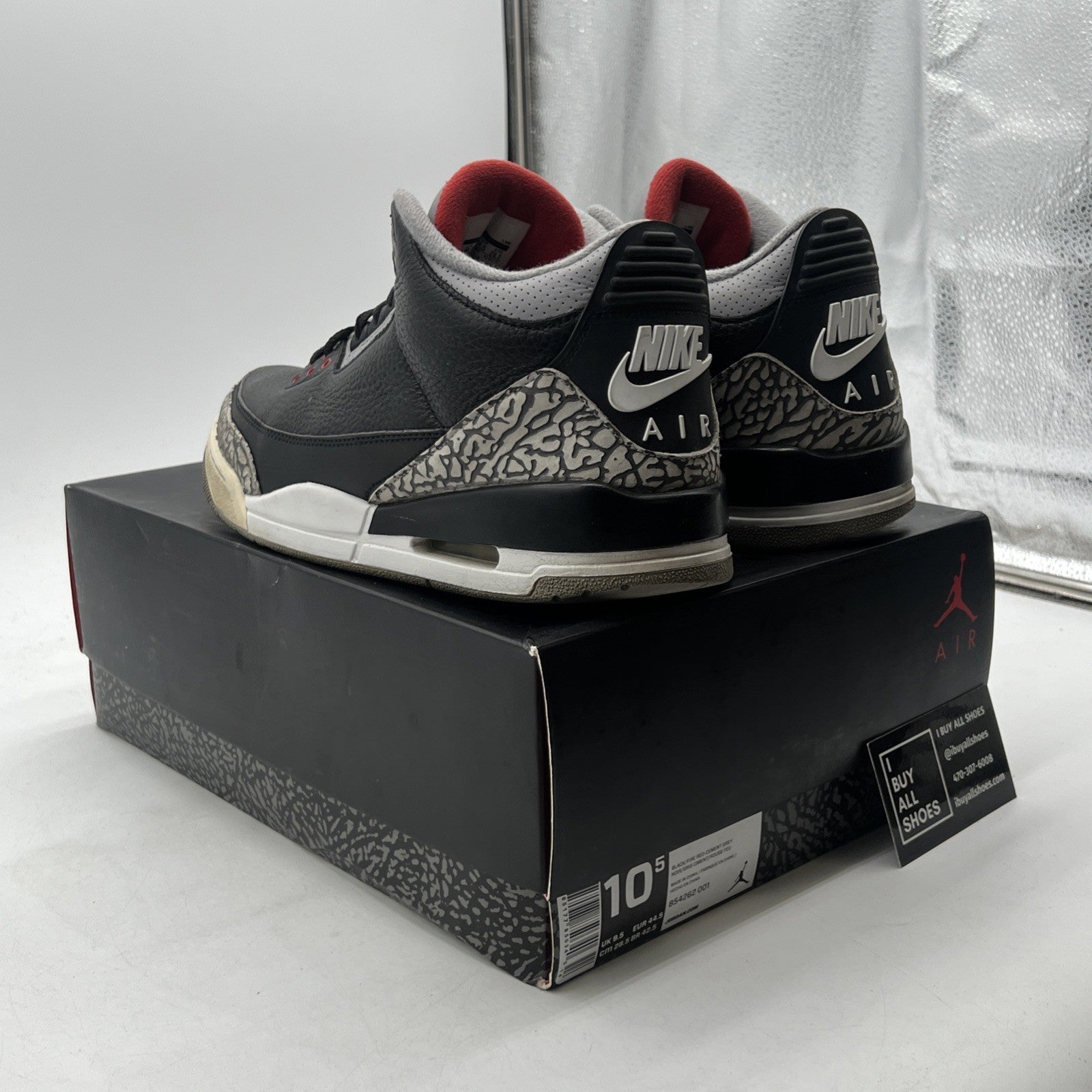 Size 10.5 - Air Jordan 3 Retro OG Mid Black Cement (854262-001)