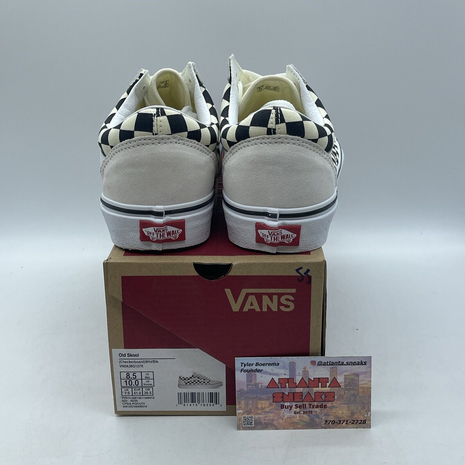 Size 8.5 - VANS Old Skool Checkerboard White Black Suede Leather (VN0A38G127K)