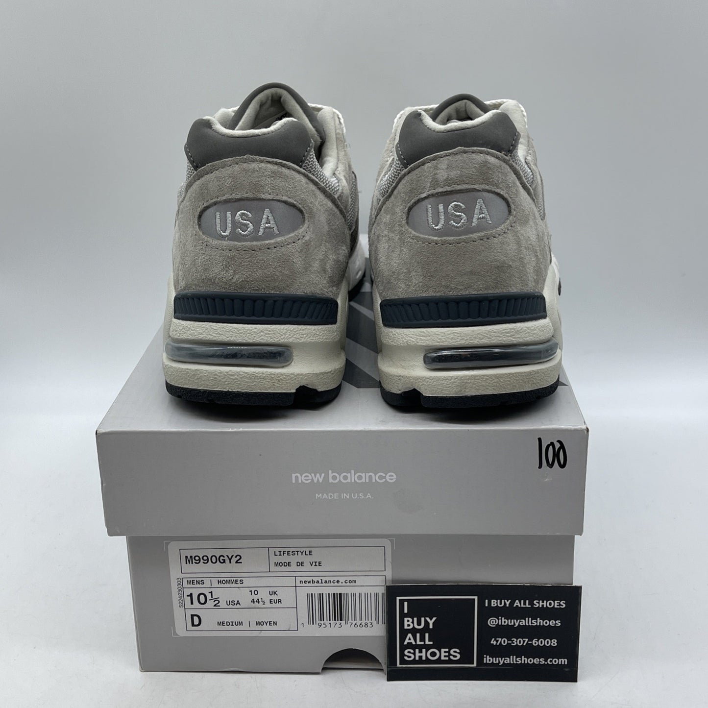 Size 10.5 - New Balance 990v2 Made in USA Grey Suede Leather (M990GY2)