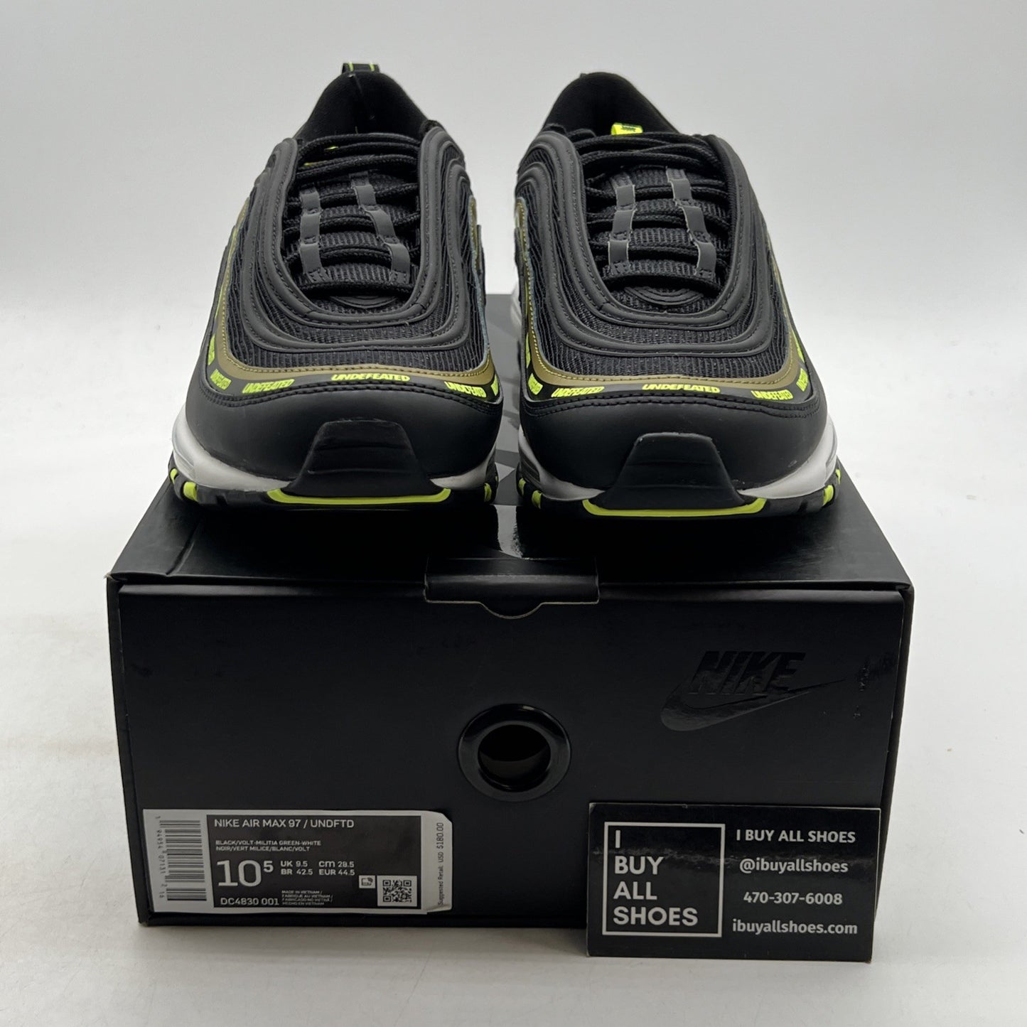 Size 10.5 - Nike Undefeated x Air Max 97 Black Volt (DC4830-001)