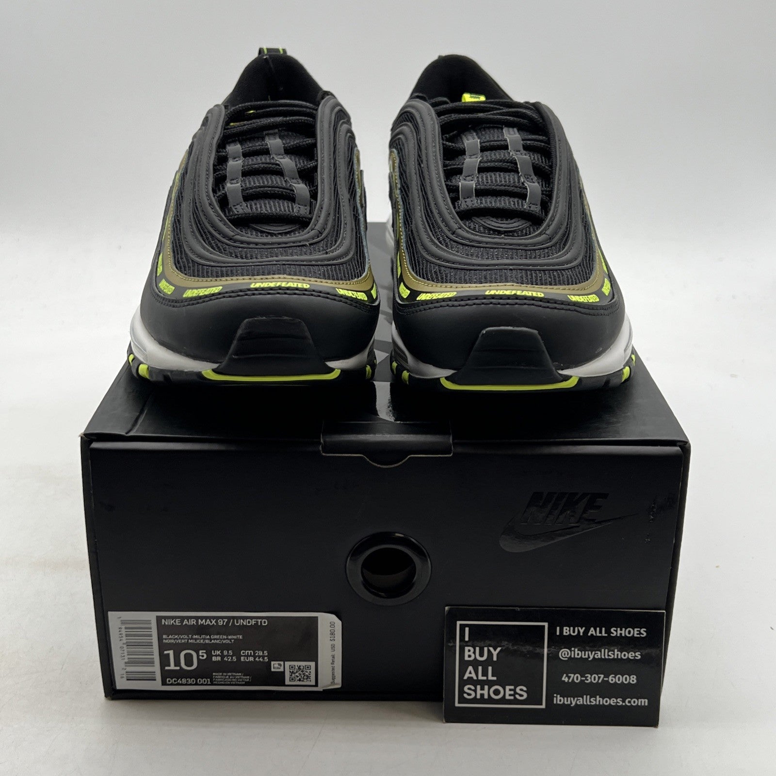 Size 10.5 - Nike Undefeated x Air Max 97 Black Volt (DC4830-001)