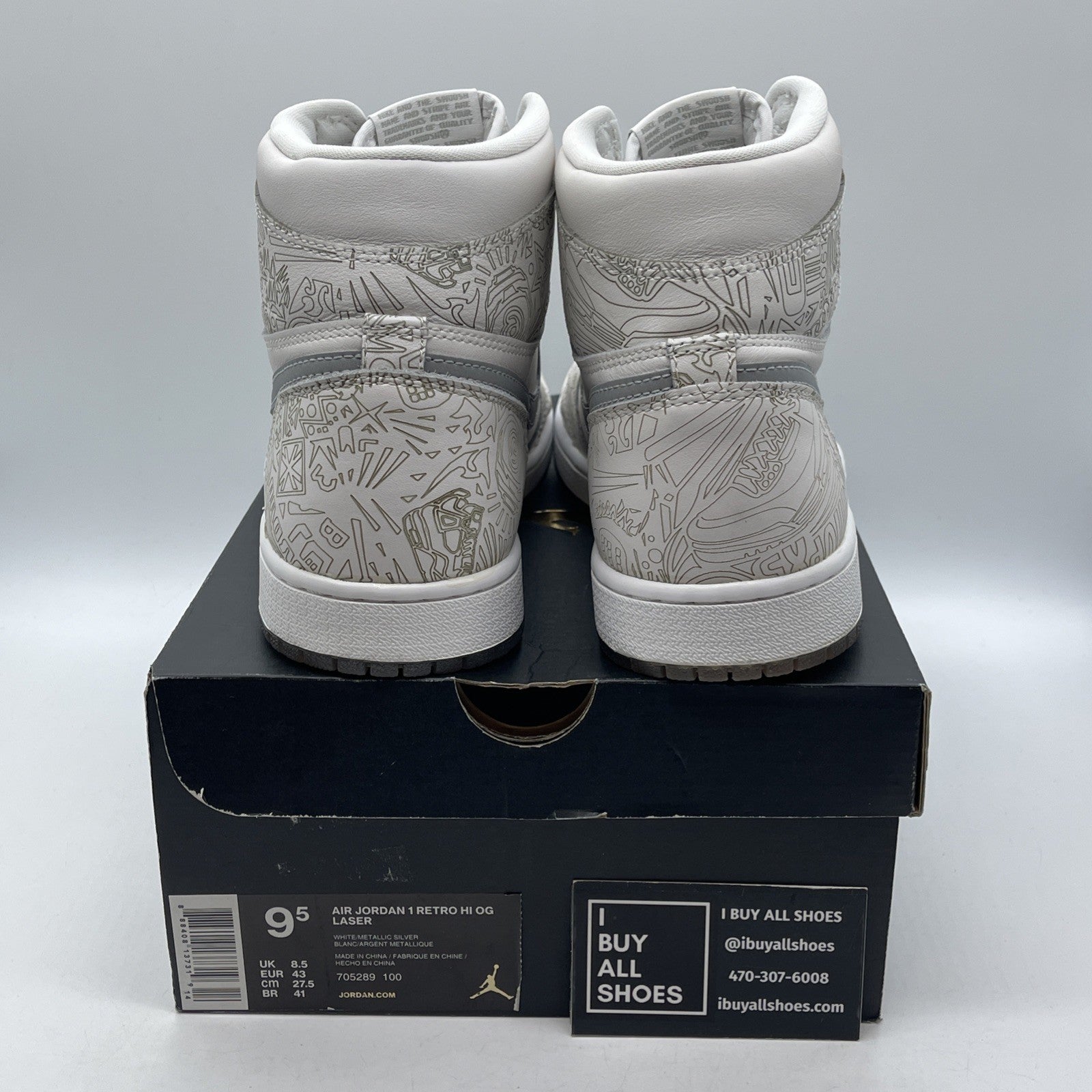 Size 9.5 - Air Jordan 1 Retro OG High Laser White Grey Suede (705289-100)