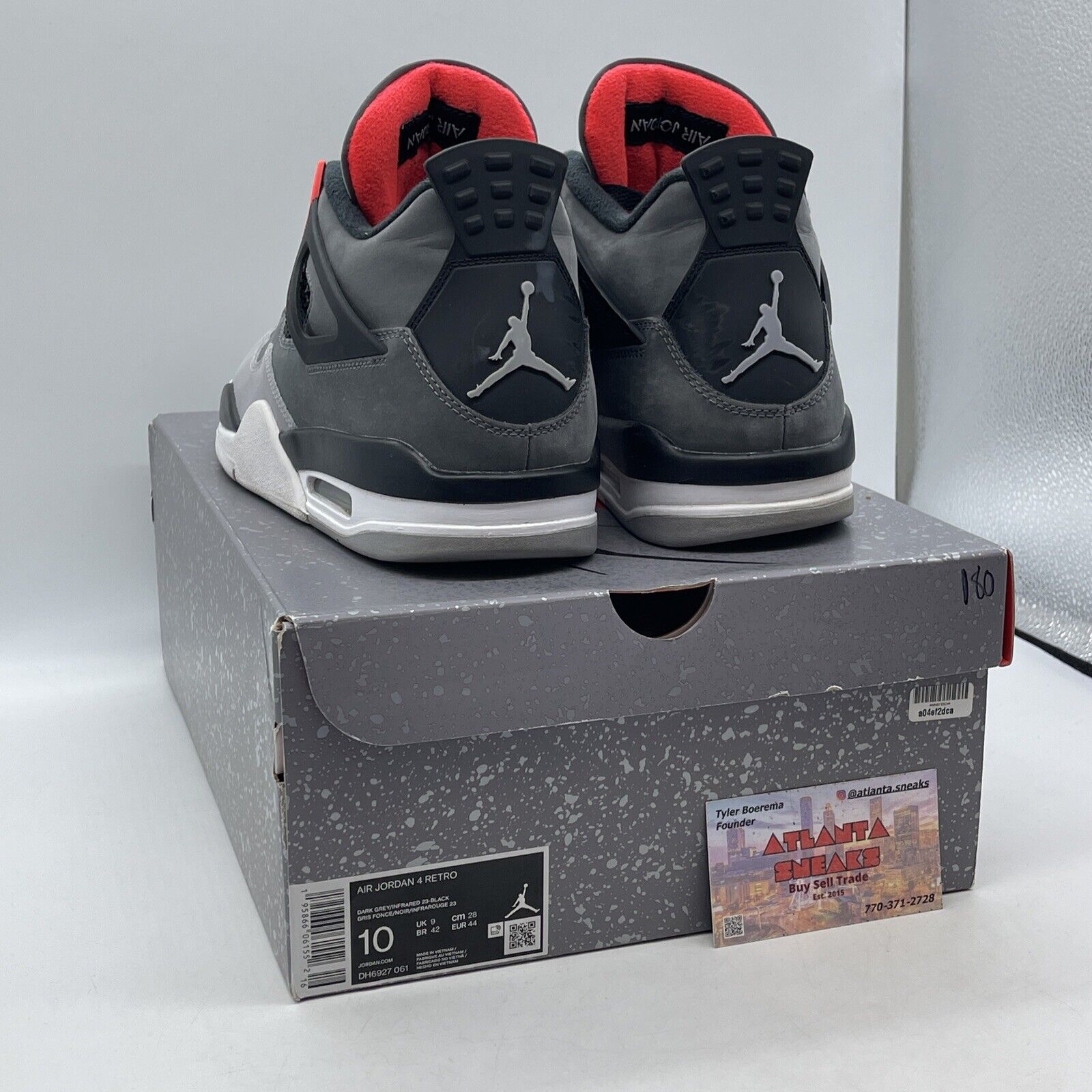 Size 10 - Jordan 4 Retro Mid Infrared Black Leather Grey Suede (DH6927-061)