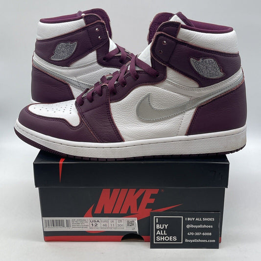 Size 12 - Jordan 1 Retro High OG Bordeaux Burgundy White Leather (555088-611)