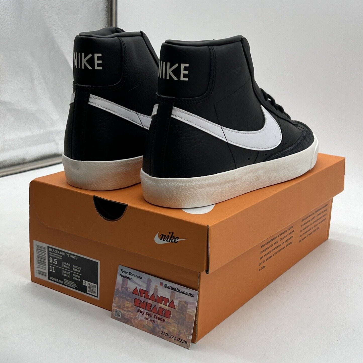 Size 9.5 - Nike Blazer '77 Vintage Mid Black Sail Leather (BQ6806-002)