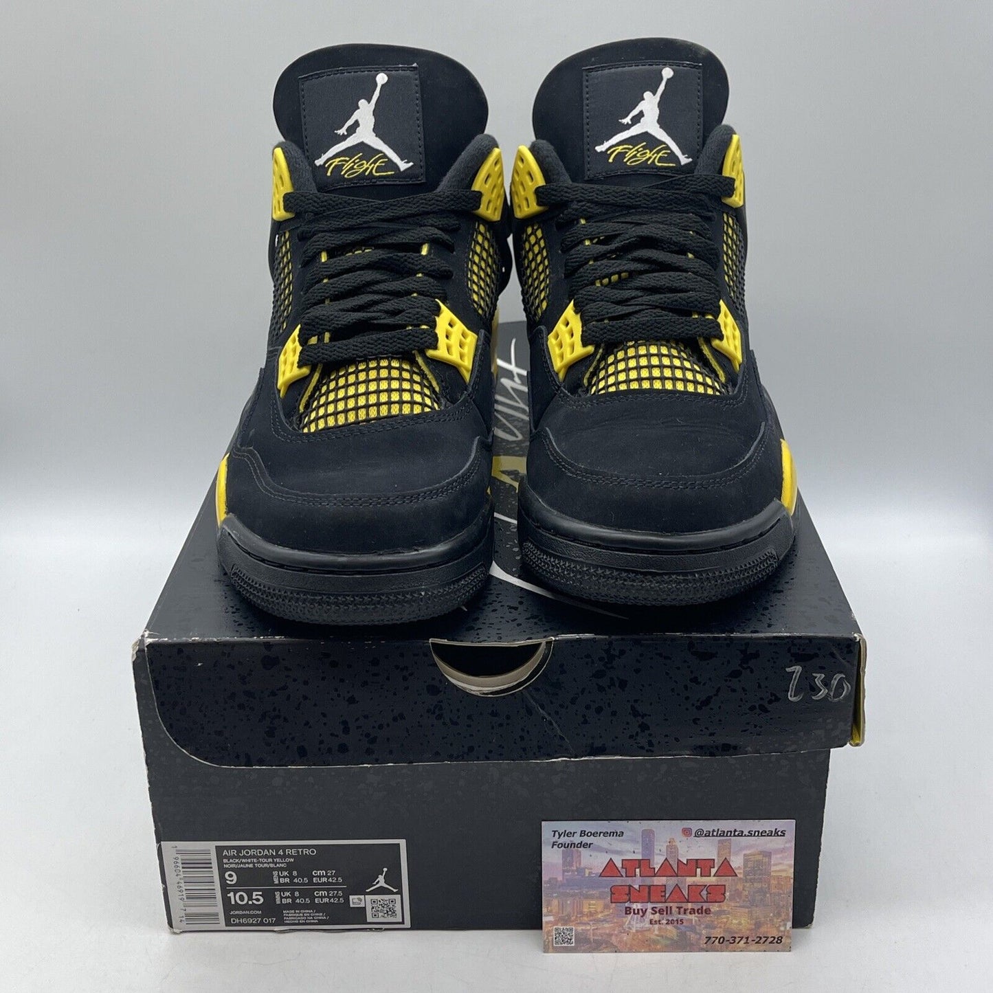 Size 9 - Jordan 4 Retro Mid Thunder Yellow Leather Black Suede (DH6927-017)