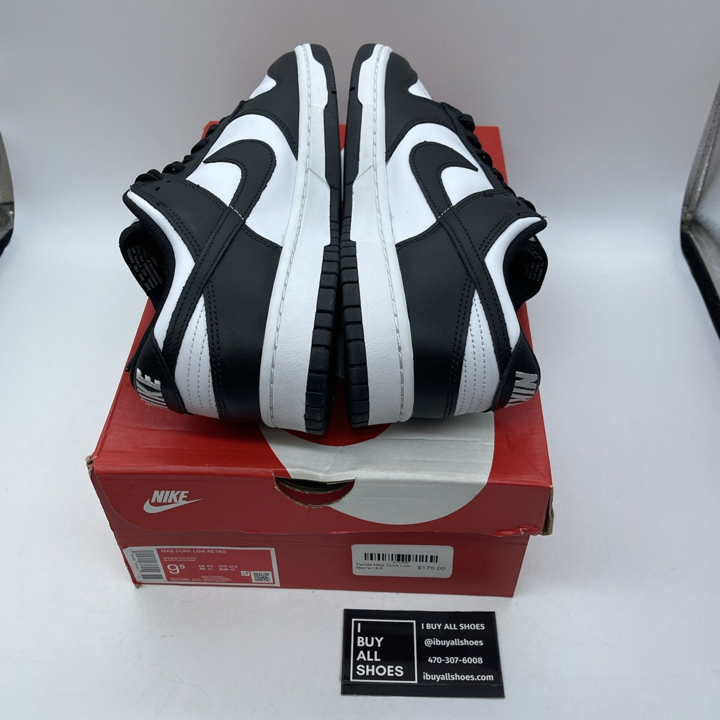 Size 9.5 - Nike Dunk Low Black White Leather (DD1391-100)