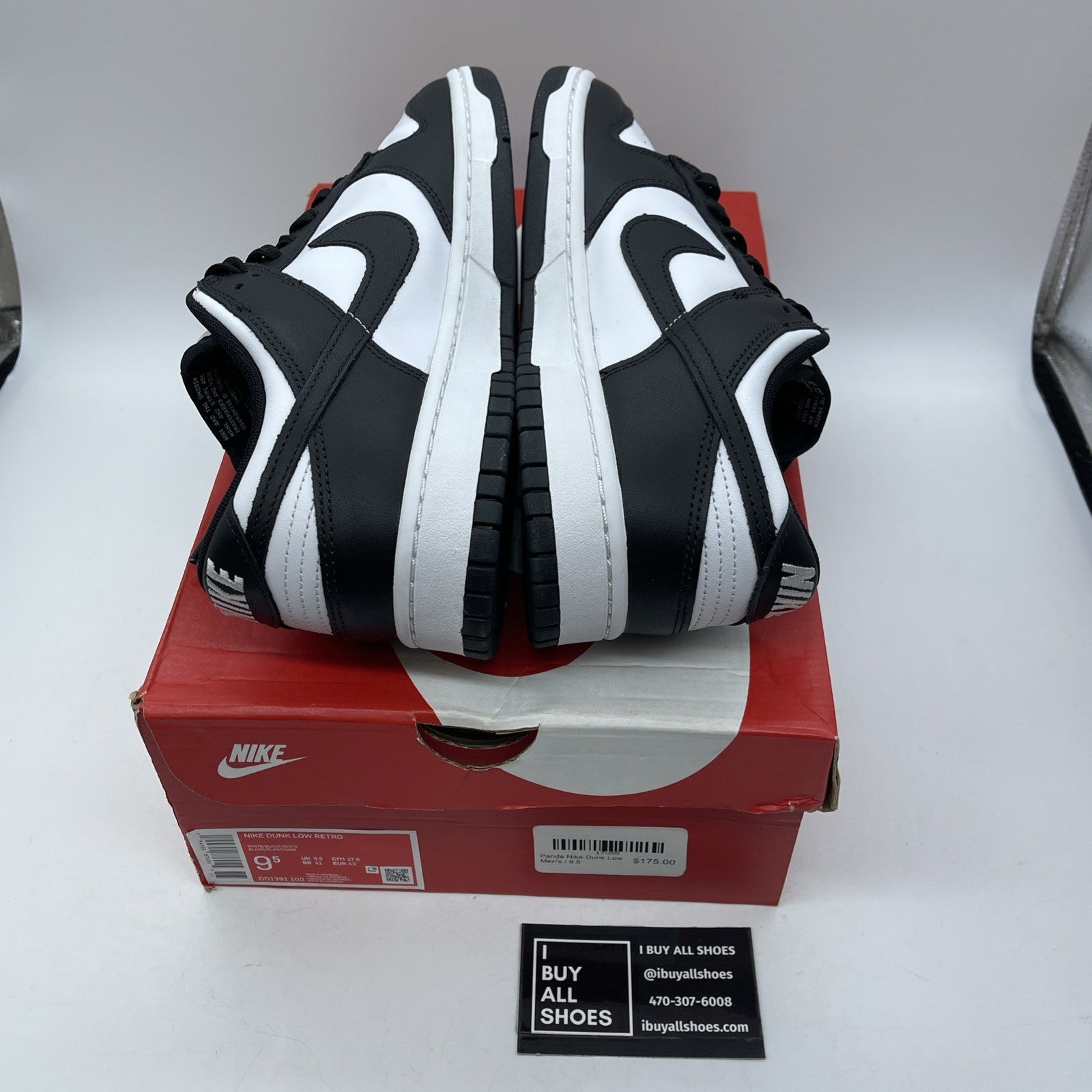 Size 9.5 - Nike Dunk Low Black White Leather (DD1391-100)