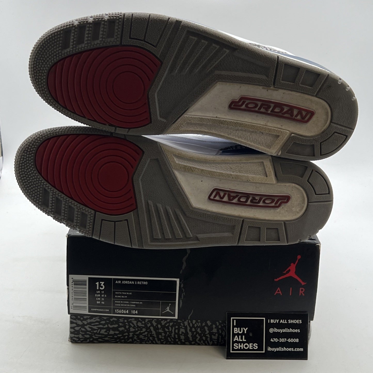 Size 13 - Air Jordan 3 Retro 2011 True Blue (136064-104)