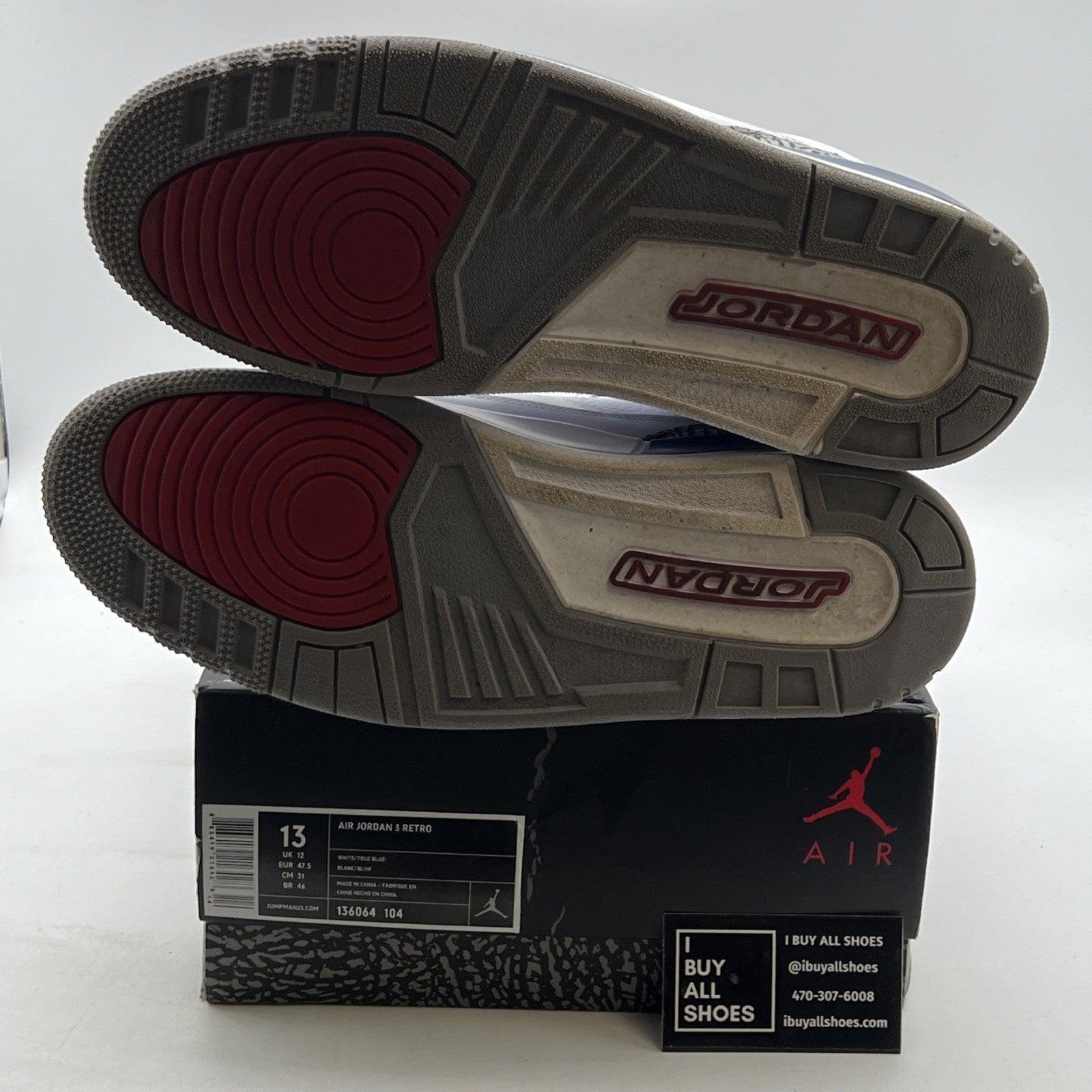 Size 13 - Air Jordan 3 Retro 2011 True Blue (136064-104)