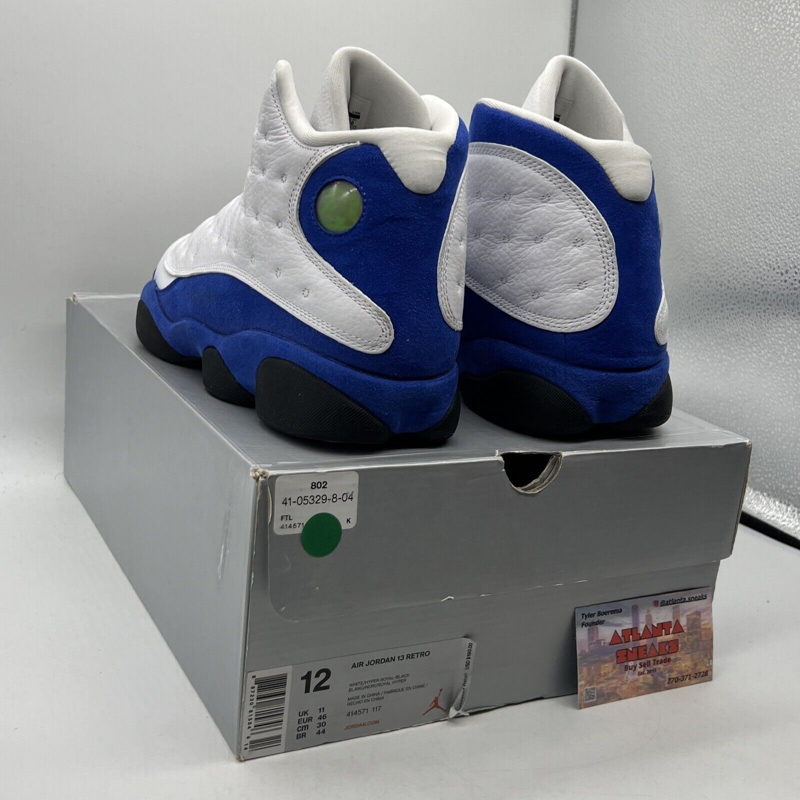 Size 12 - Air Jordan 13 Retro Hyper Royal Black White Blue Leather Suede Used