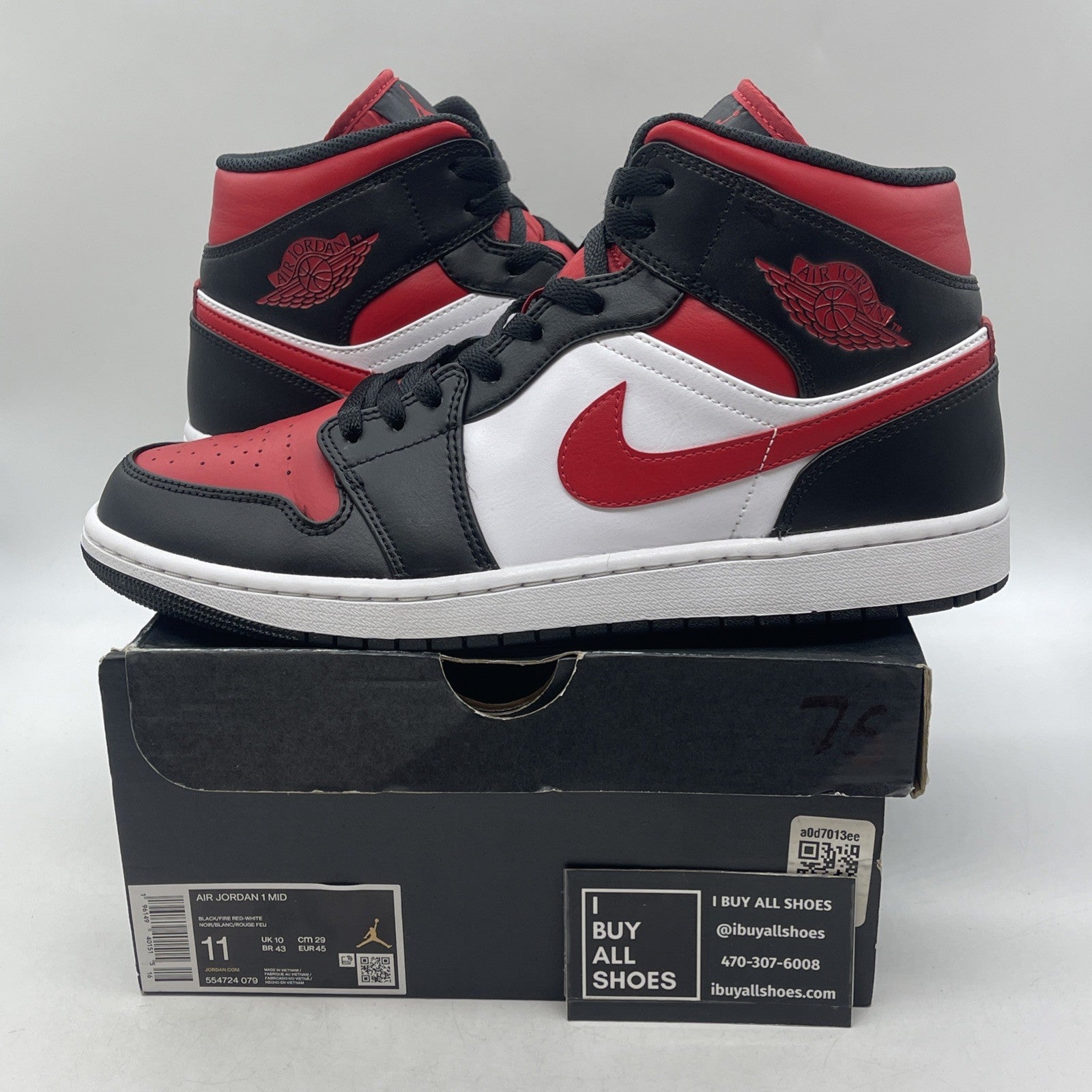 Size 11 - Air Jordan 1 Mid Bred Toe (554724-079)
