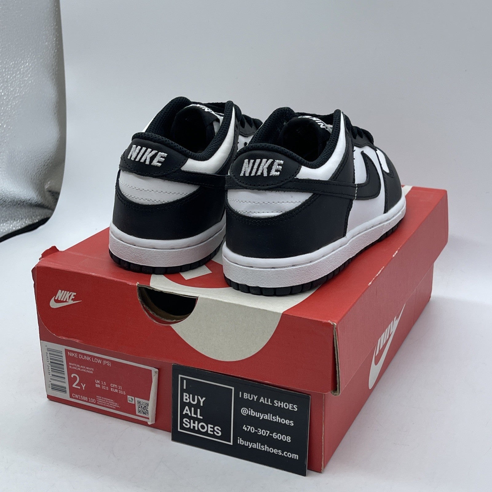 Size 2Y - Nike Dunk Low Retro Black White Leather (DD1503-101)
