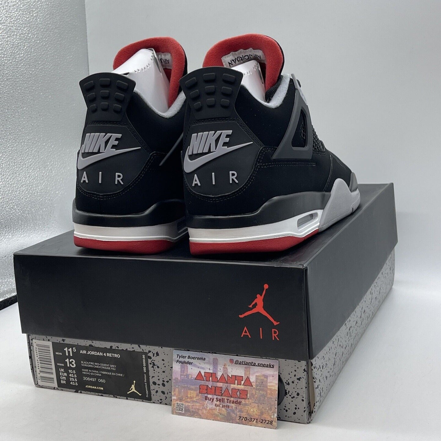 Size 11.5 - Jordan 4 Retro OG Mid Bred 2019 Black Suede Red Grey (308497-060)