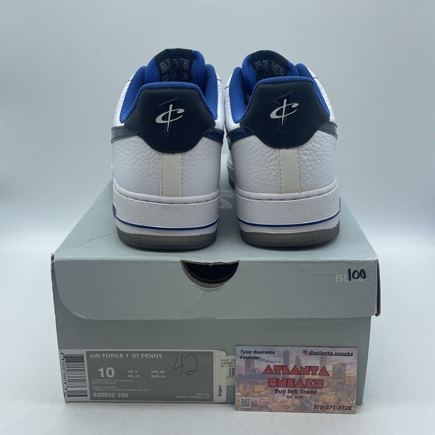 Size 10 - Nike Air Force 1 '07 Penny Hardaway Blue White Leather (630932-100)