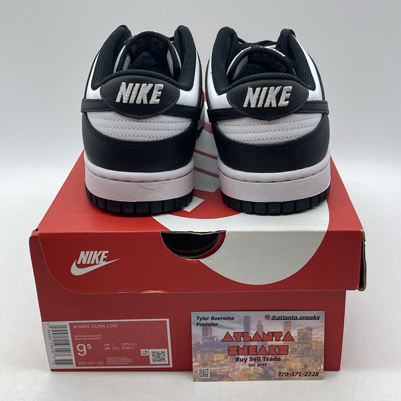 Size 9.5W - Nike Dunk Low Black White Leather (DD1503-101)