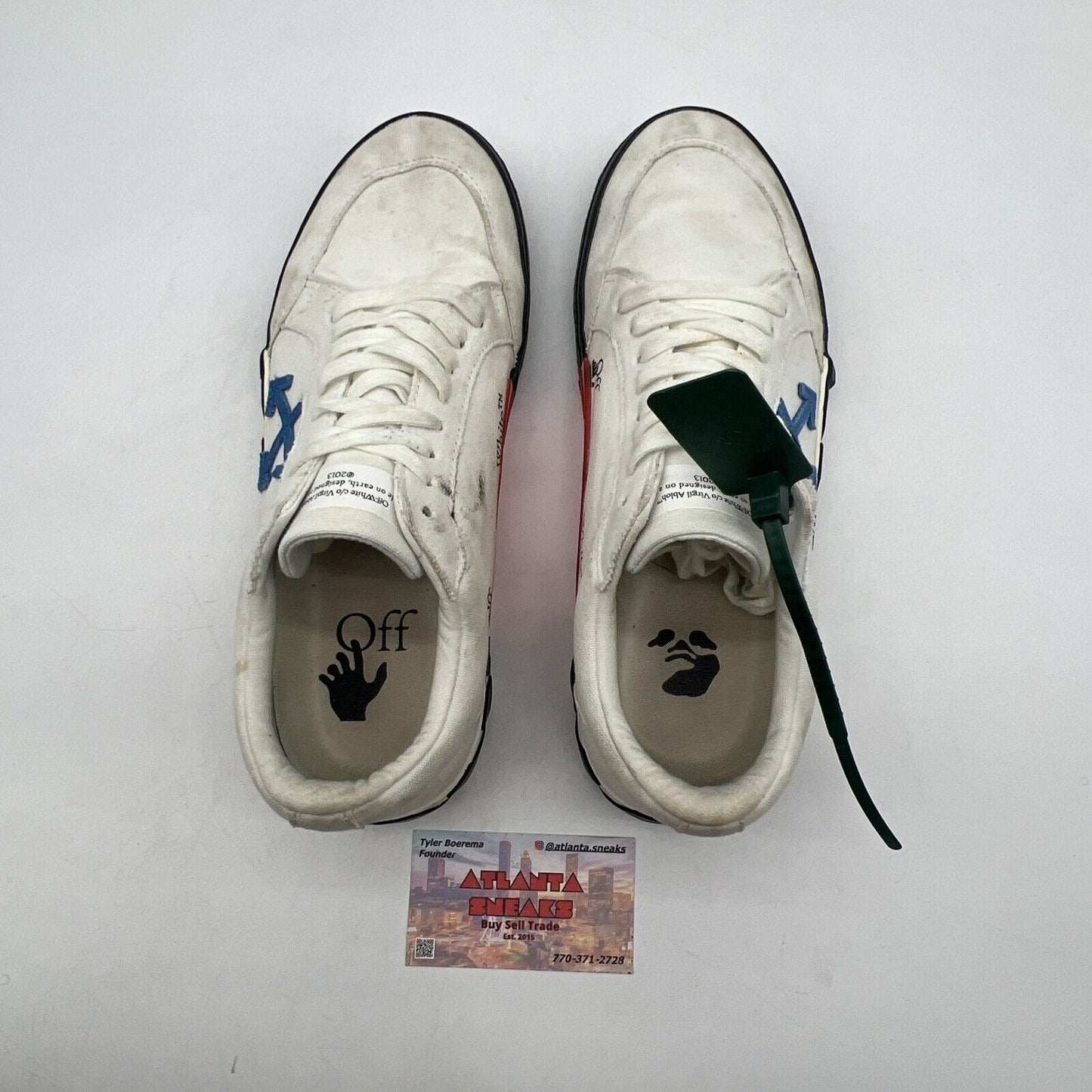 Size 8 - Off-White Vulcanized Low White Blue (OMIA085F22FAB0010145)