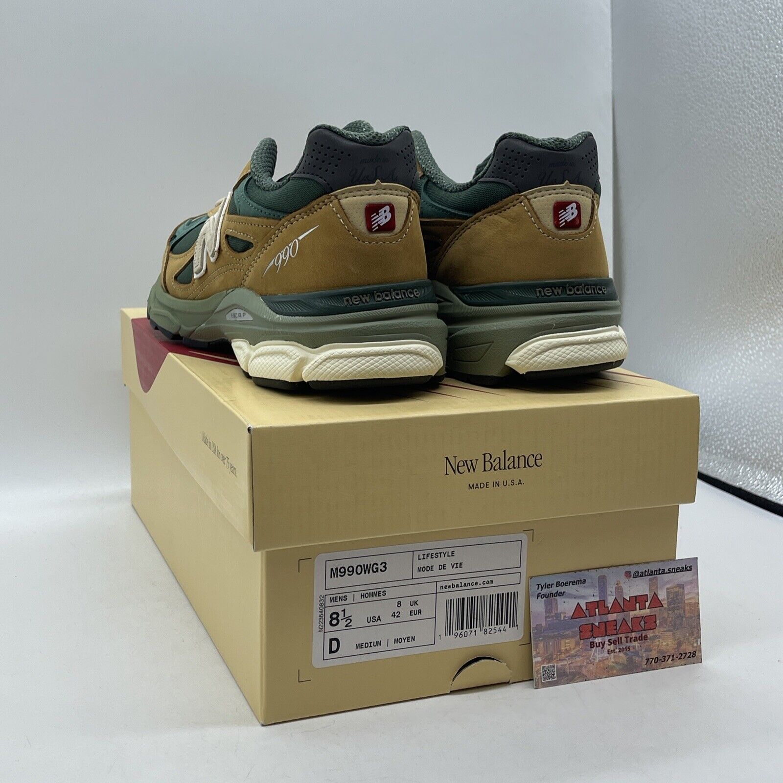 Size 8.5 - New Balance Teddy Santis x 990v3 Made in USA Tan Green (M990WG3)