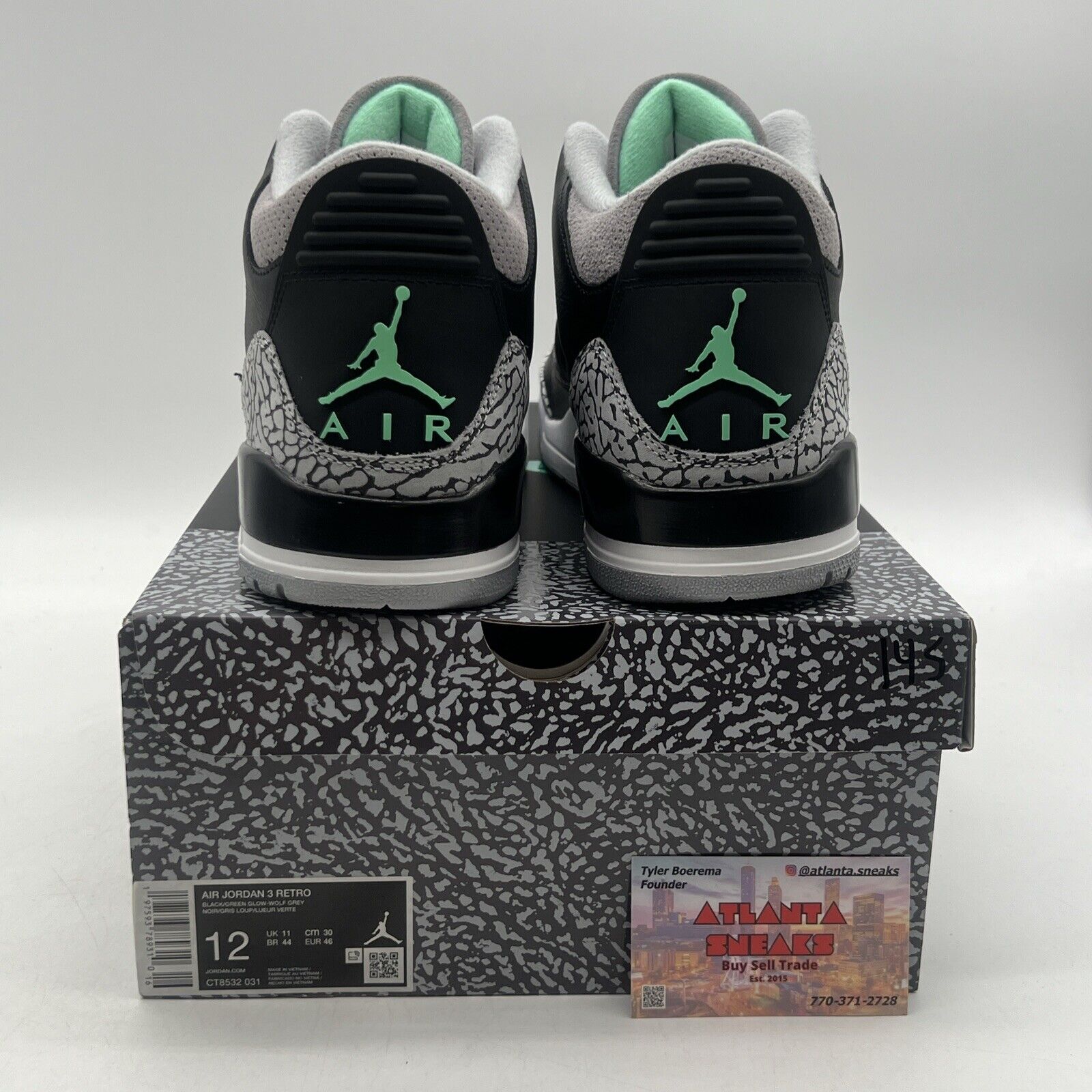 Size 12 - Air Jordan 3 Retro Green Glow Black White Mint Leather (CT8532-031)