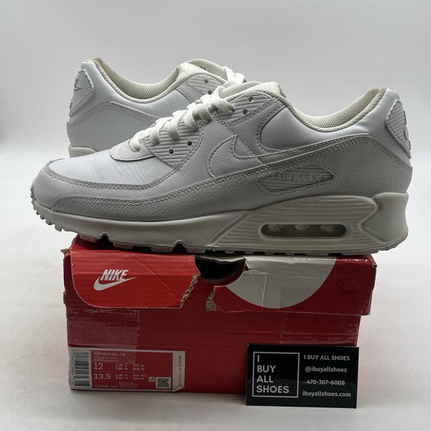 Size 12 - Nike Air Max 90 LTR Triple White (CZ5594-100)
