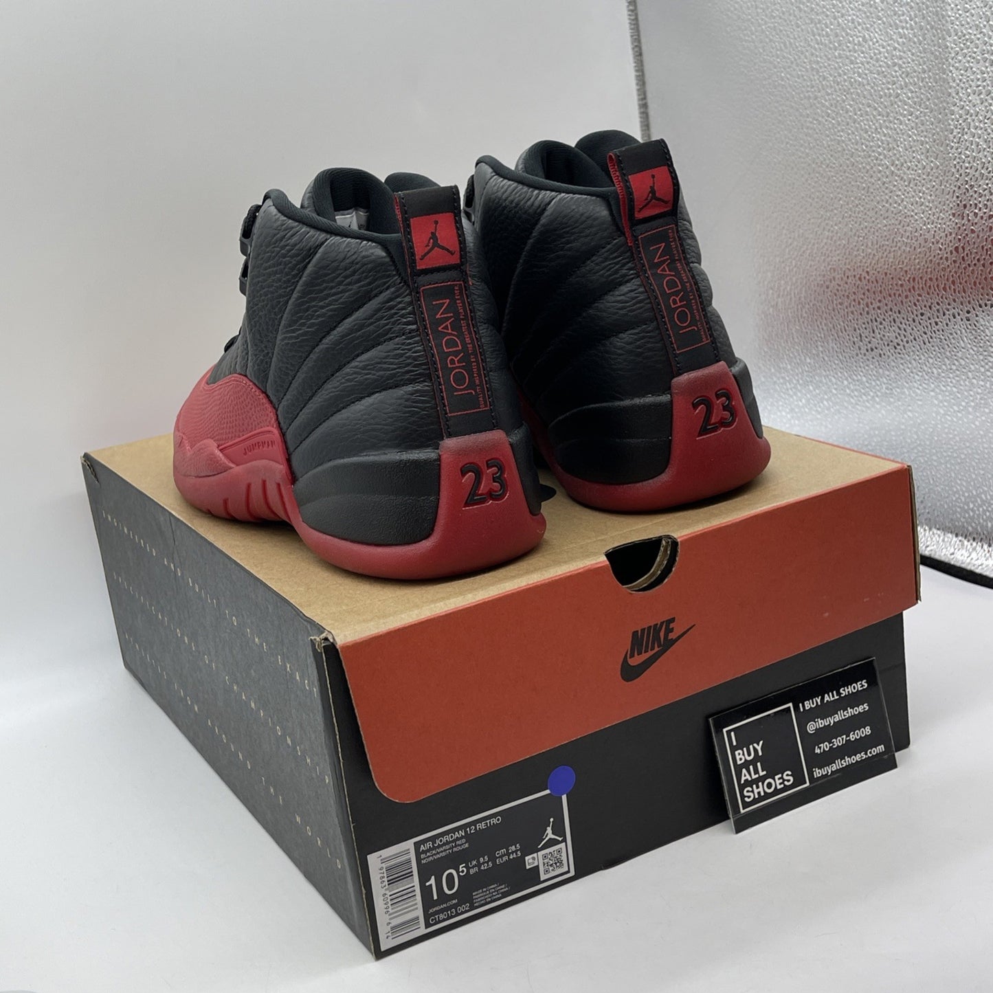 Size 10.5 - Air Jordan 12 Retro 2025 Flu Game Black Red Leather (CT8013-002)