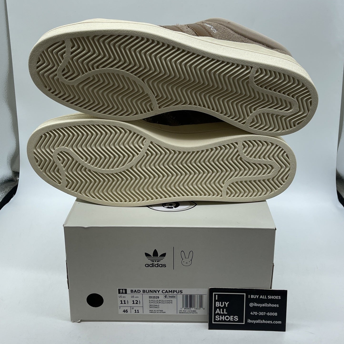 Size 11.5 - Bad bunny  Adidas Campus chalky brown Suede Leather (ID2529)