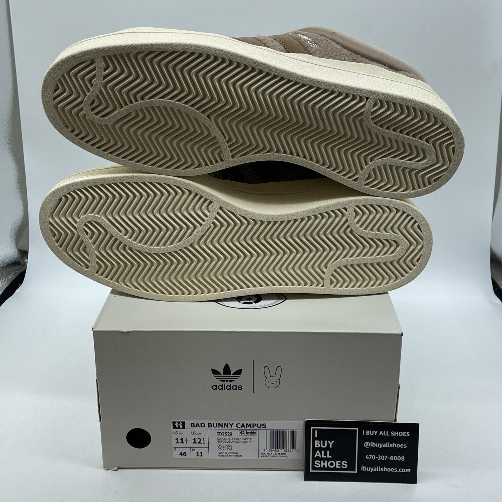 Size 11.5 - Bad bunny  Adidas Campus chalky brown Suede Leather (ID2529)