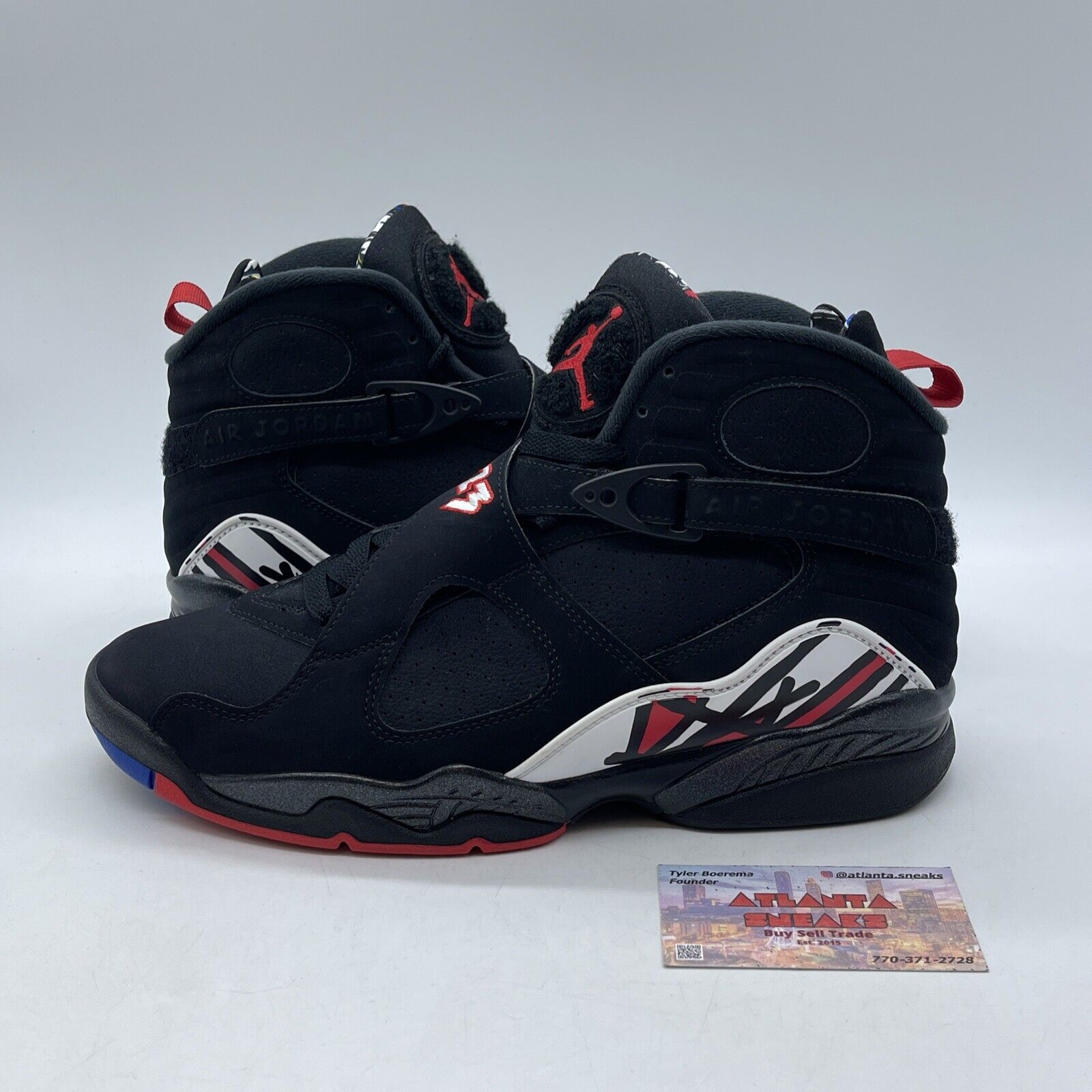 Size 9 - Jordan 8 Retro Mid Playoff White Red Black Leather Suede (305381-062)