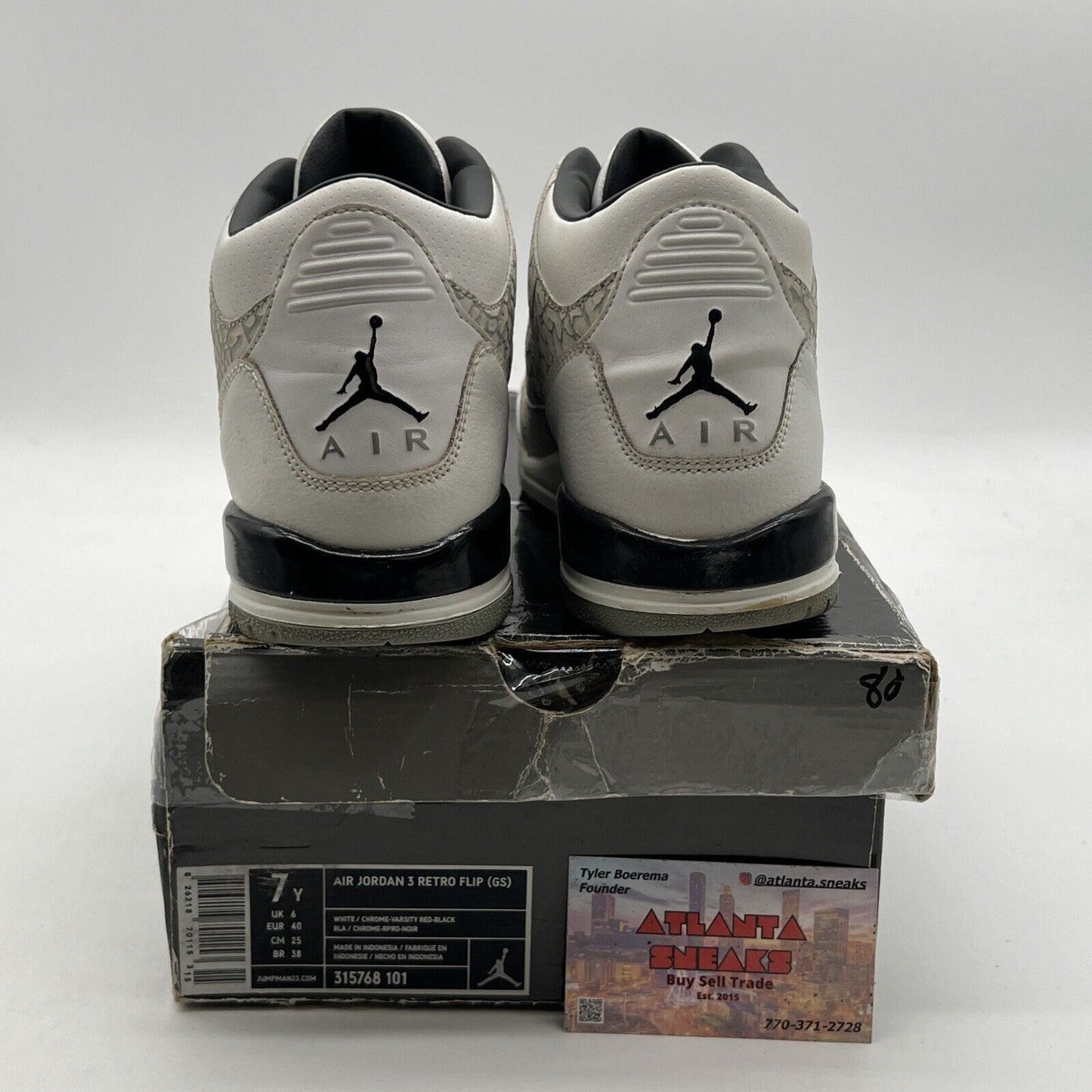 Size 7Y - Air Jordan 3 Retro FLIP GS - (315768-101) - White Chrome Black