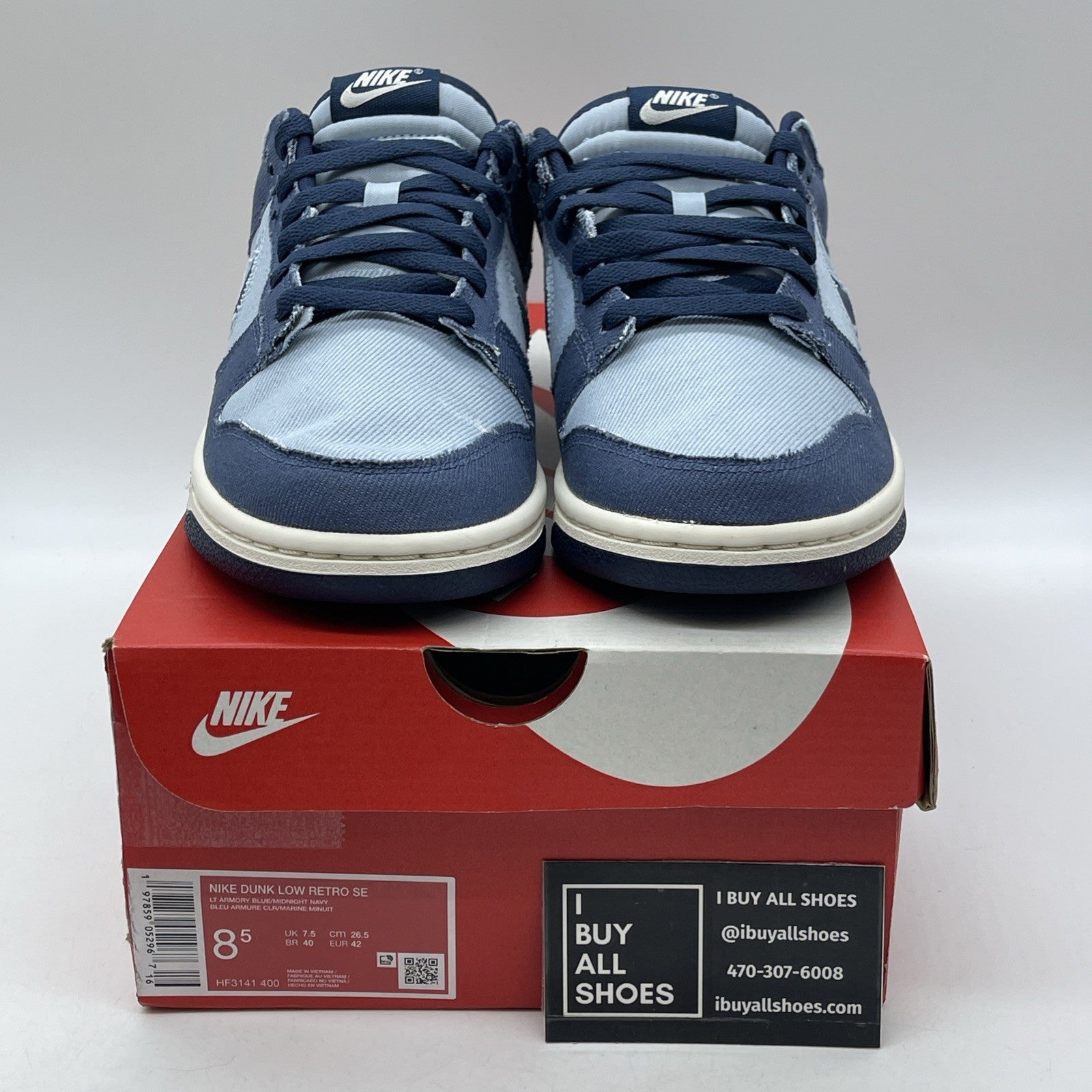 Size 8.5 - Nike Dunk SE Low Light Armory Blue Denim Suede (HF3141-400)