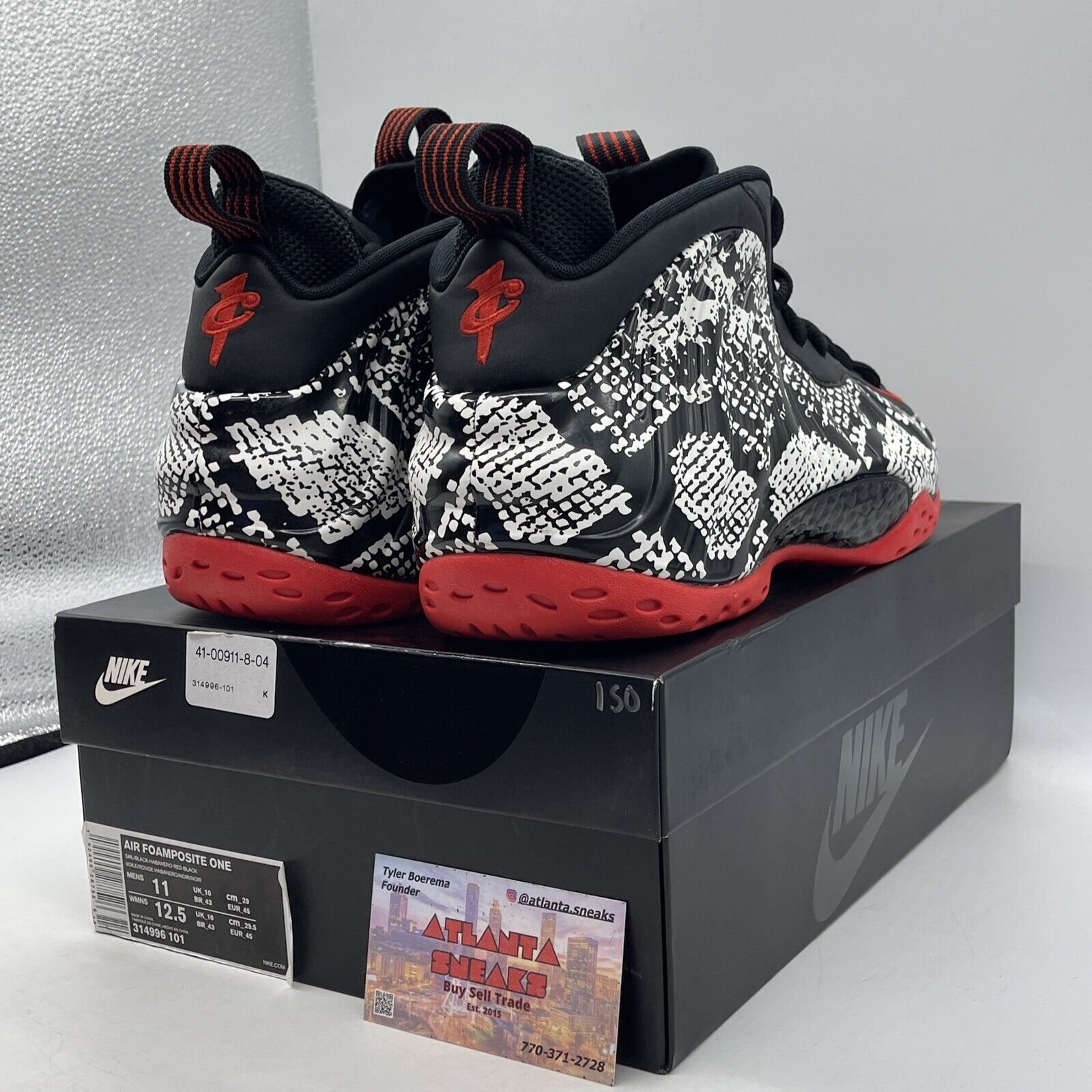 Size 11 - Nike Air Foamposite One Albino Snakeskin Black Leather (314996-101)