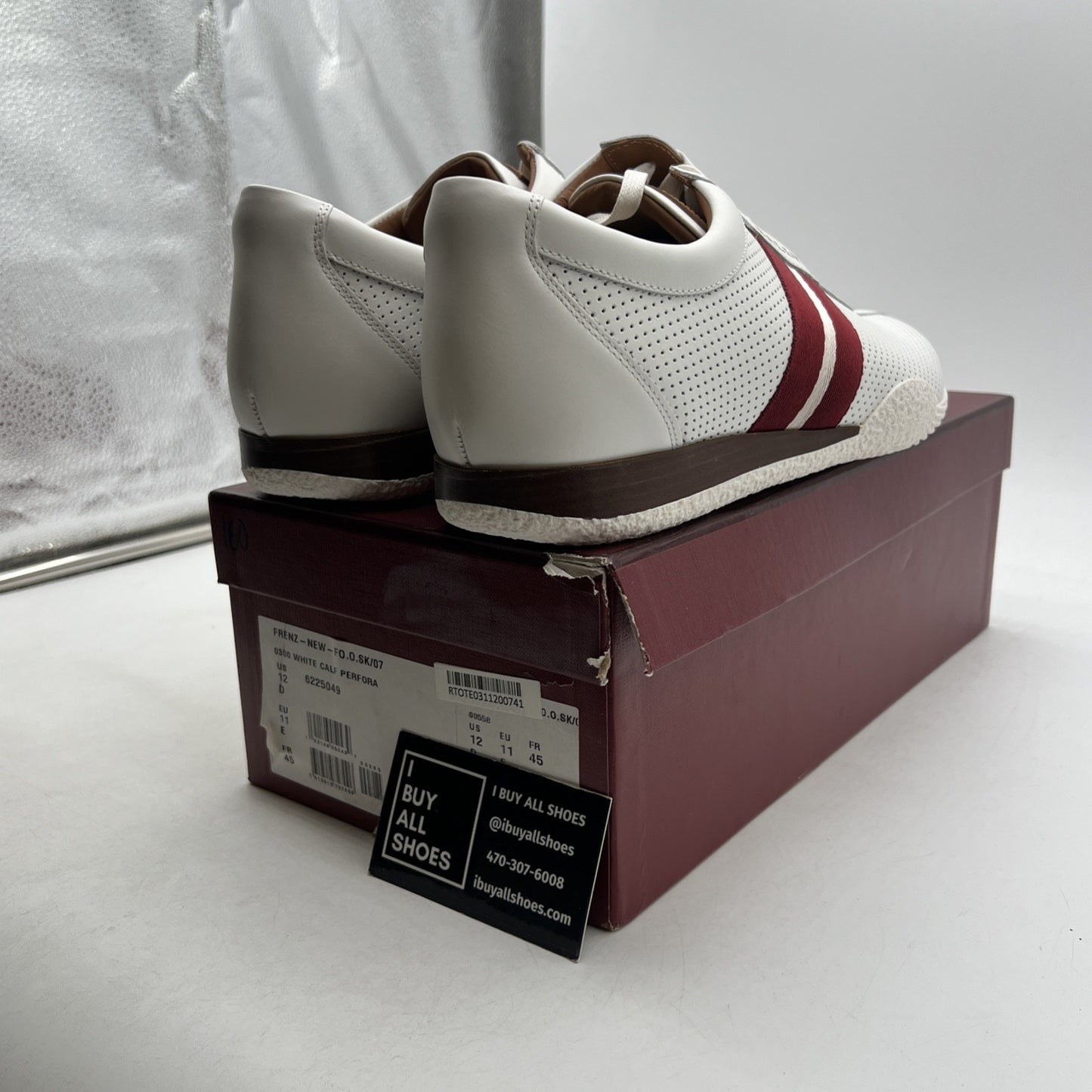 Size 12 - Bally Frenz Men's (6230488) White Leather Sneakers