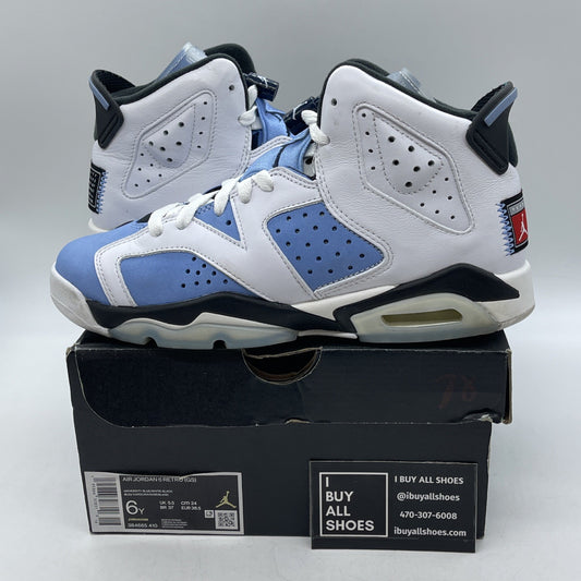 Size 6Y - Air Jordan 6 Retro Mid UNC Home Blue White Suede Leather (384665-410)