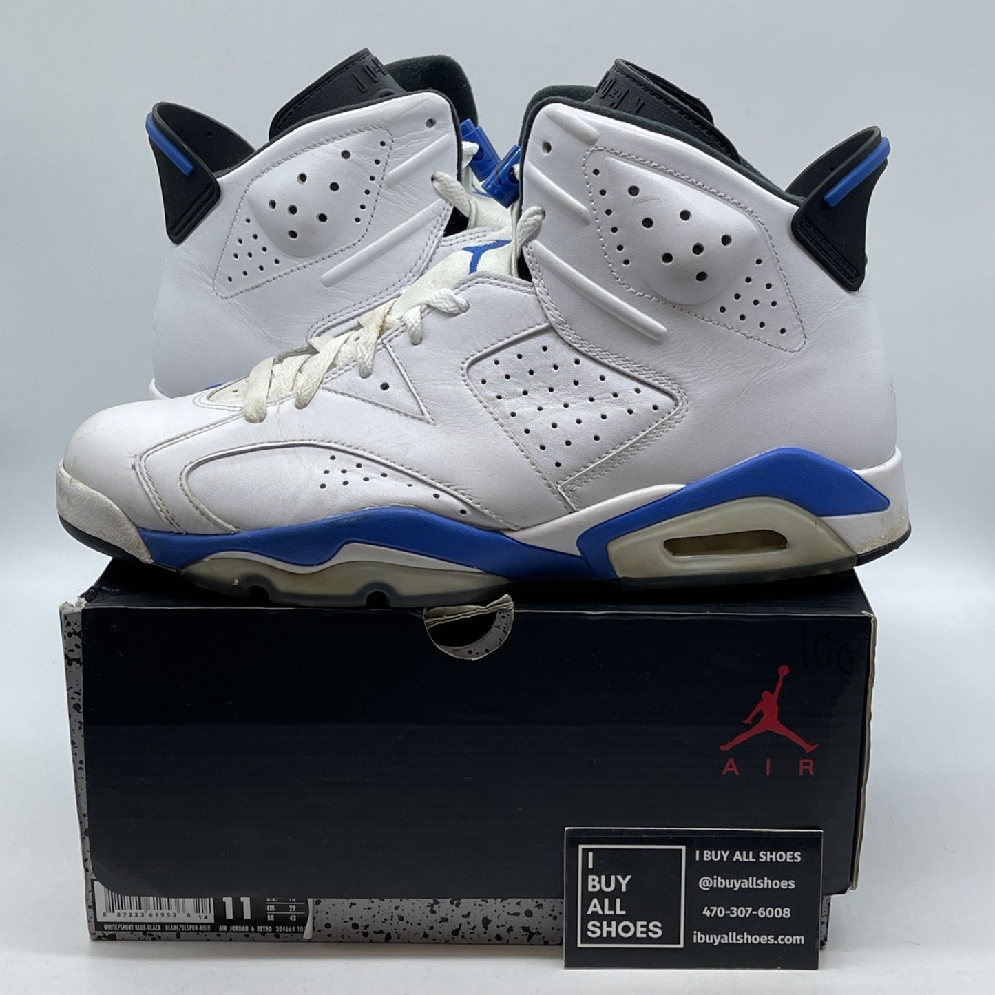 Size 11 - Air Jordan 6 Retro 2014 Sport Blue White Leather (384664-107)