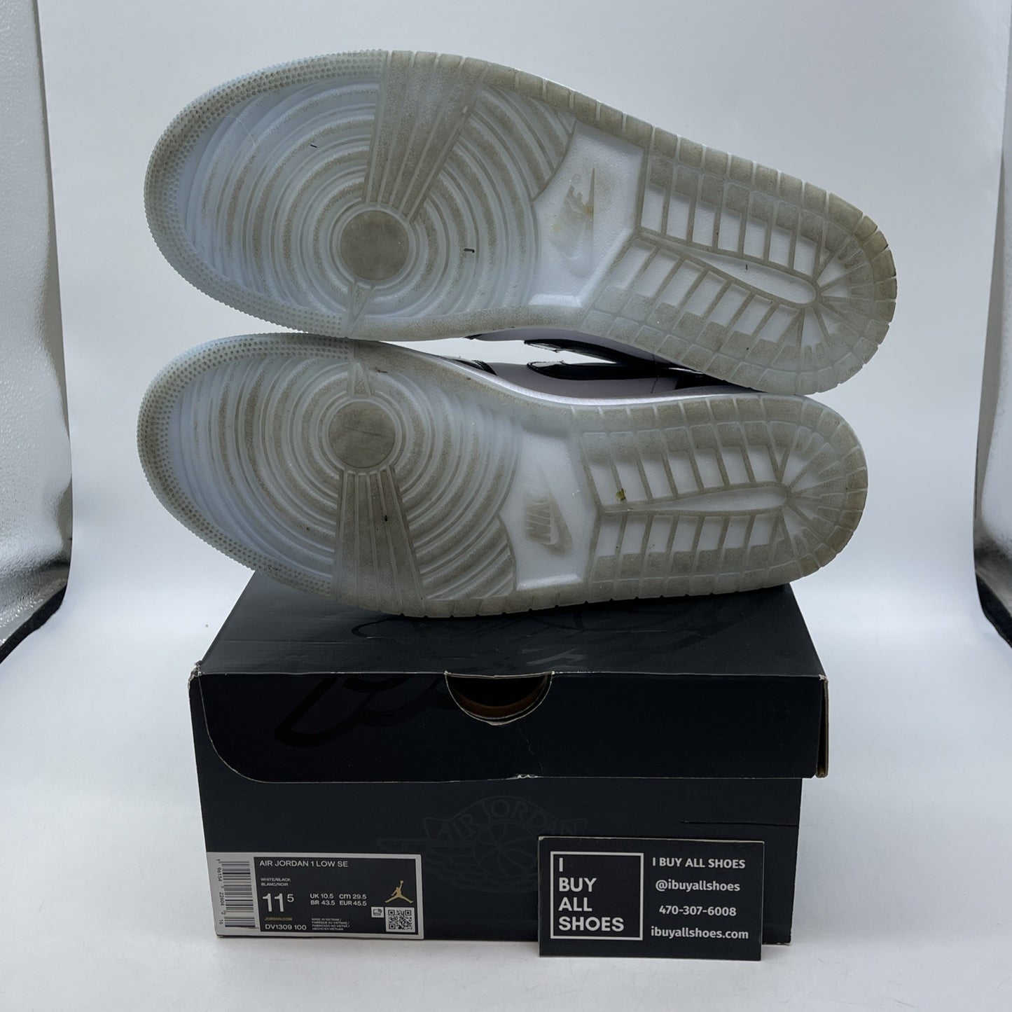 Size 11.5 - Jordan 1 Low SE Concord Black White Leather (DV1309-100)