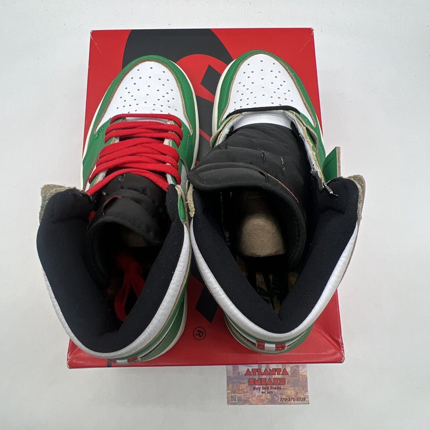 Size 8 - Air Jordan 1 Retro OG High Lucky Green W White Black Red (DB4612-300)