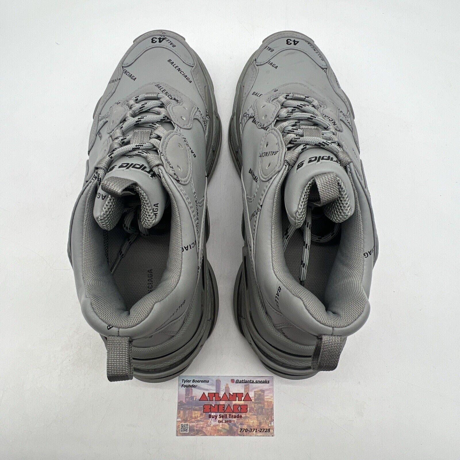 Size 10 - Balenciaga Triple S All Over Logo Grey Black (536737-W2FA1-1810)