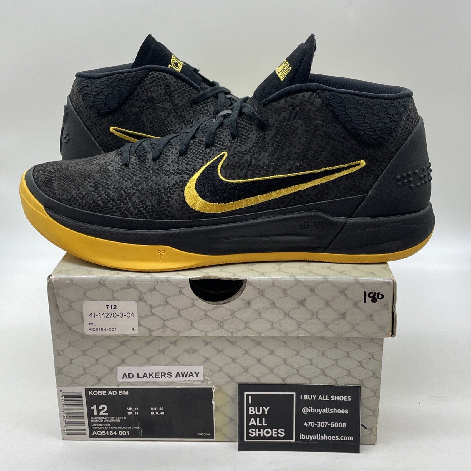 Size 12 - Nike Kobe A.D. BM Mid City Edition Black Yellow Suede (AQ5164-001)