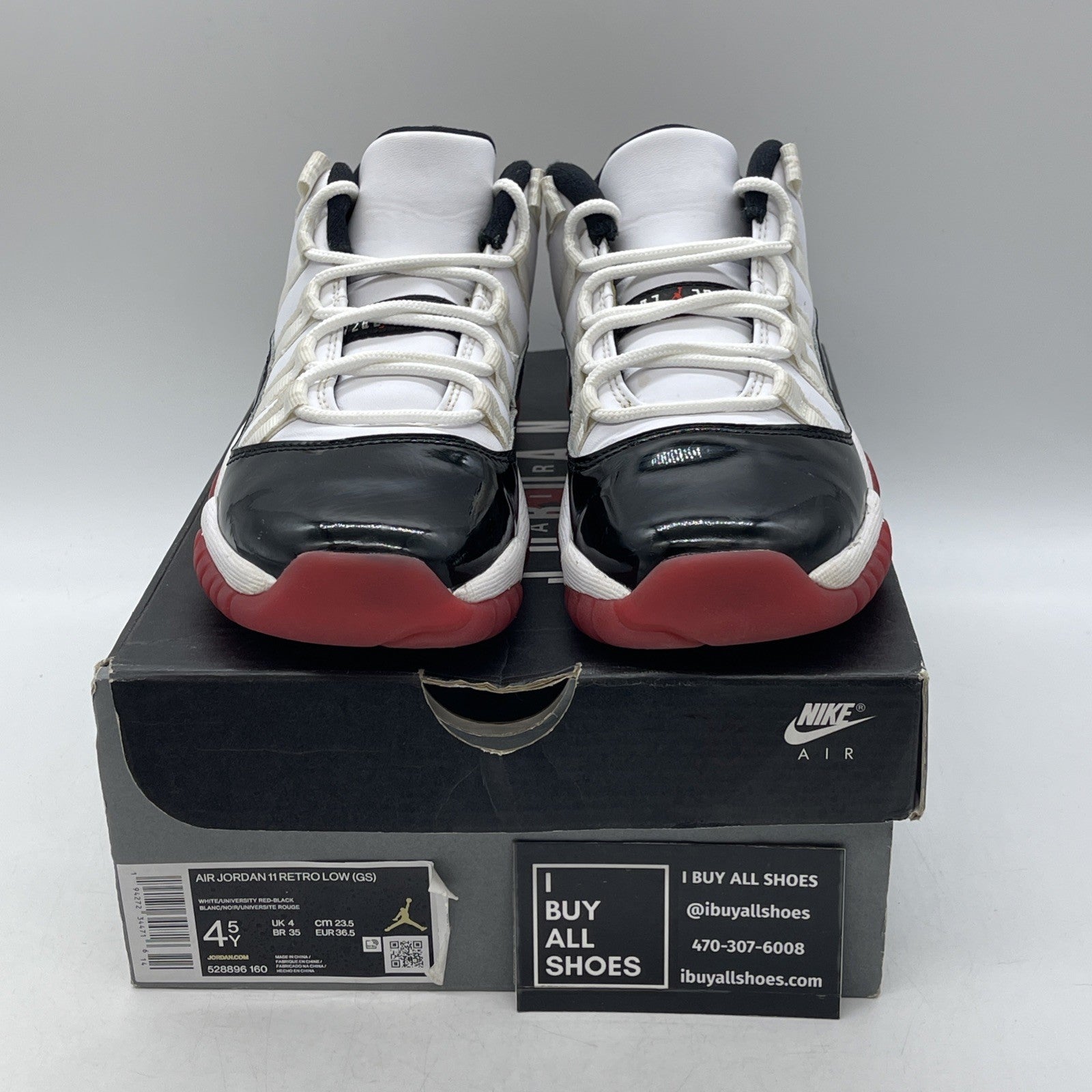 Size 4.5Y - Air Jordan XI 11 Retro Low GS Concord Bred  (528896-160)