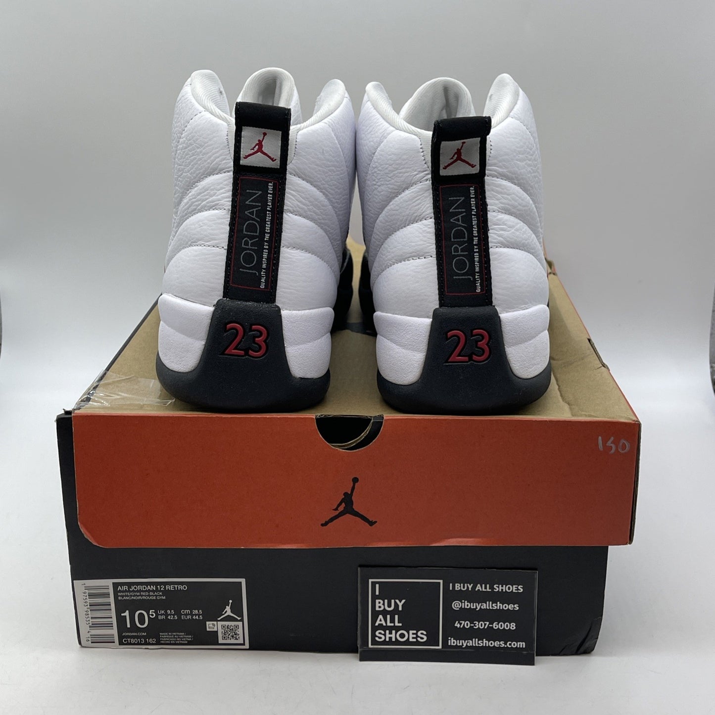 Size 10.5 - Air Jordan 12 Retro Taxi Flip White Black Leather (CT8013-162)