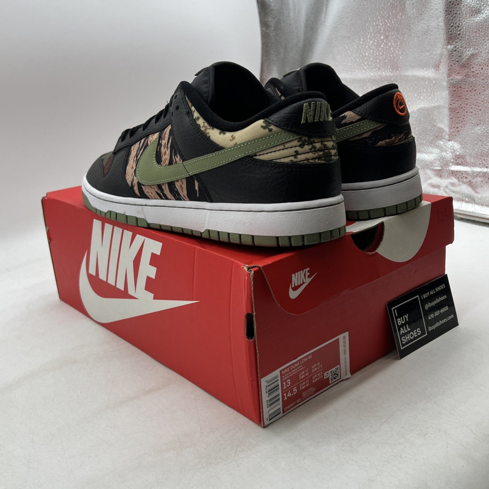 Size 13 - Nike Dunk SE Low Black Multi-Camo (DH0957-001)