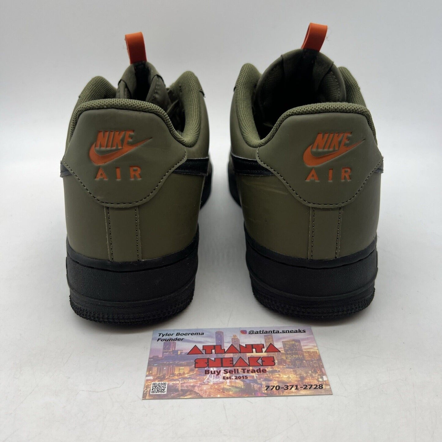 Size 10 - Nike Air Force 1 Low Medium Olive Orange Black Suede (BQ4326-200)