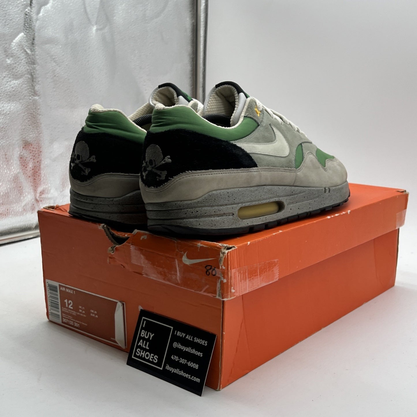 Size 12 - Nike Air Max 1 Skulls Pack - Classic Green (307133-301)