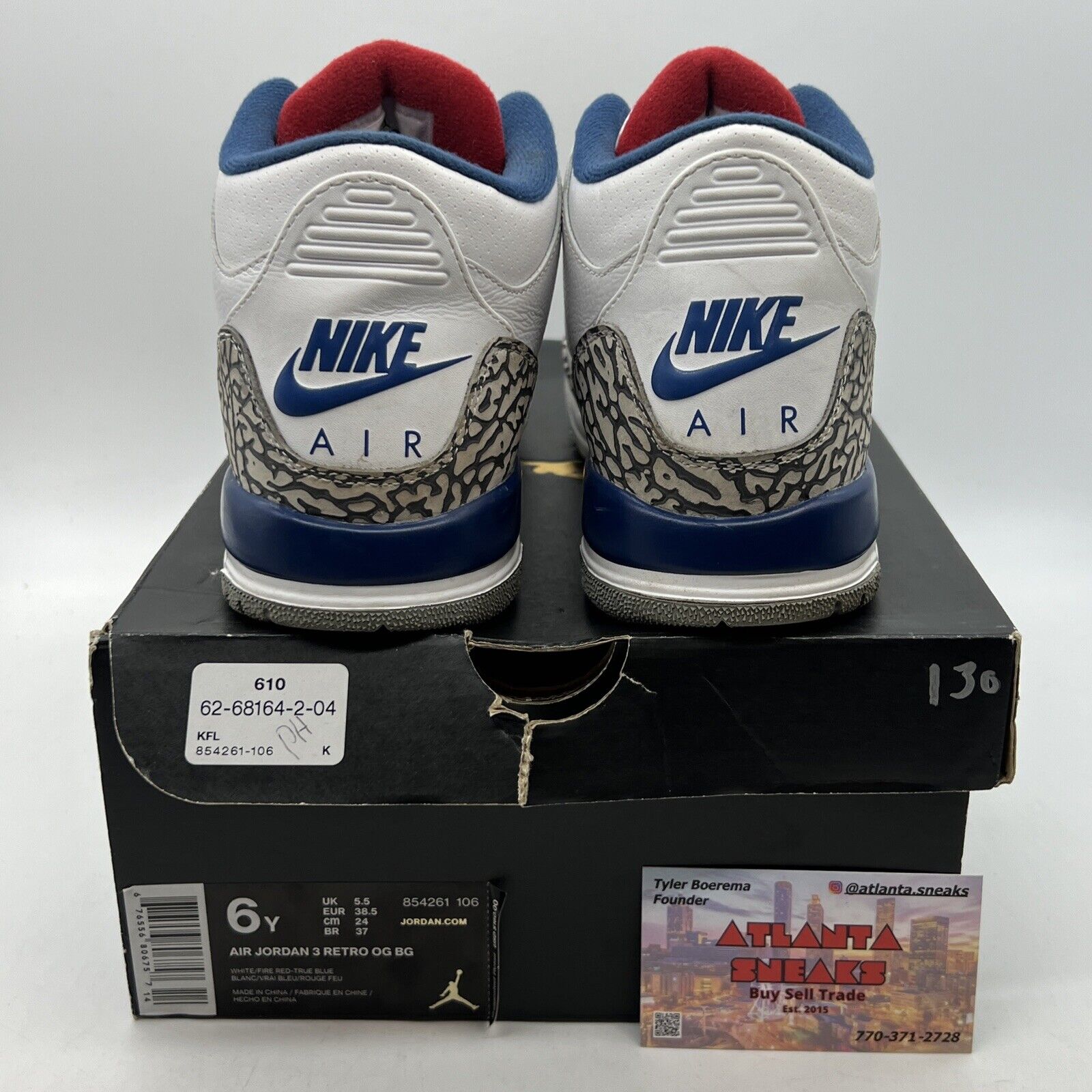 Size 6 (GS) - Jordan 3 Retro OG 2016 Mid True Blue Leather (854261-106)