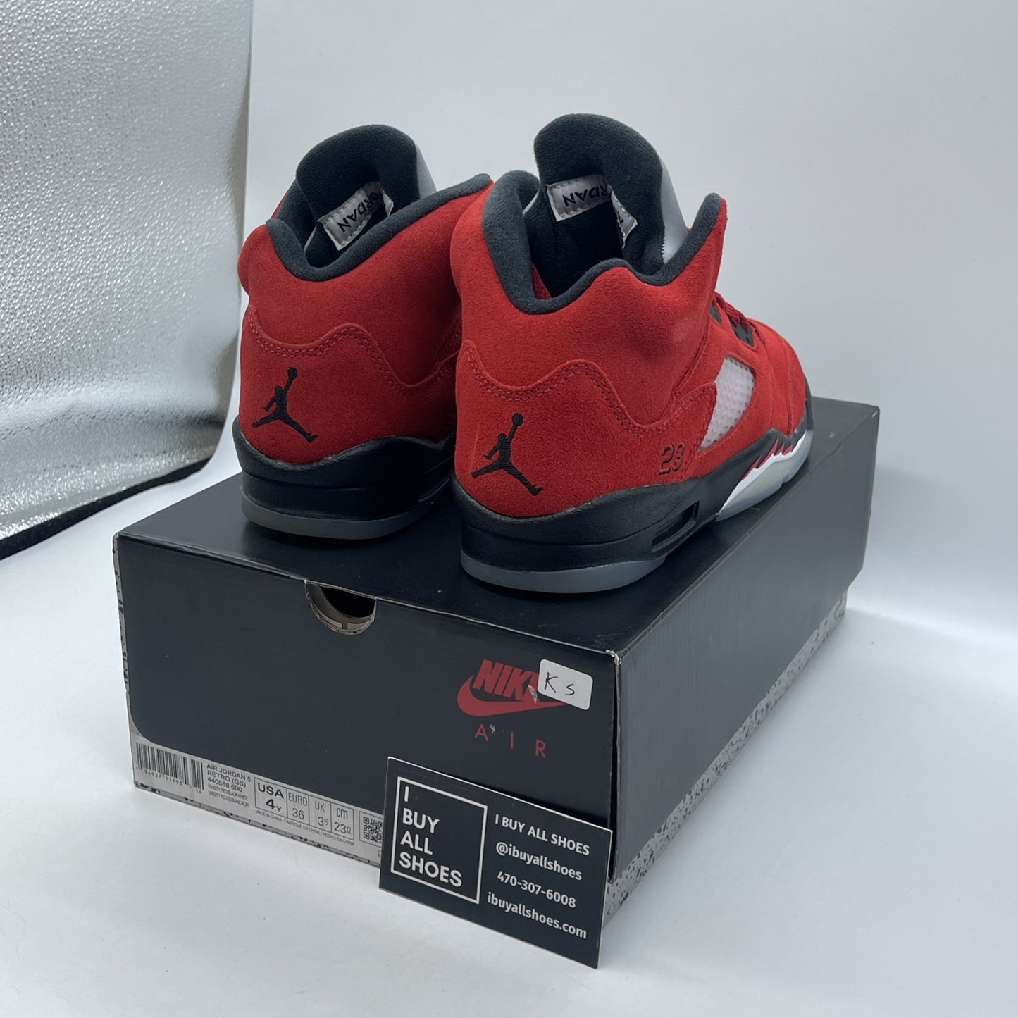 Size 4Y - Jordan 5 Retro Mid Raging Bull Red Suede (440888-600)