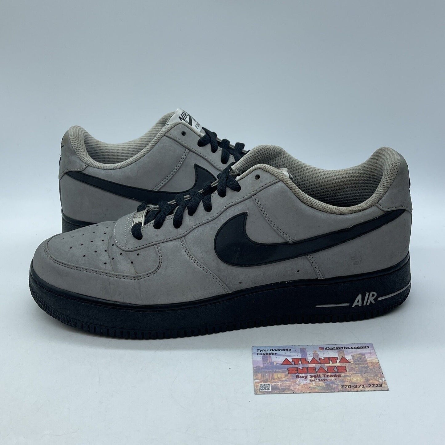 Size 12 - Nike Air Force 1 Premium Low Silver Black Suede Leather (318775-006)